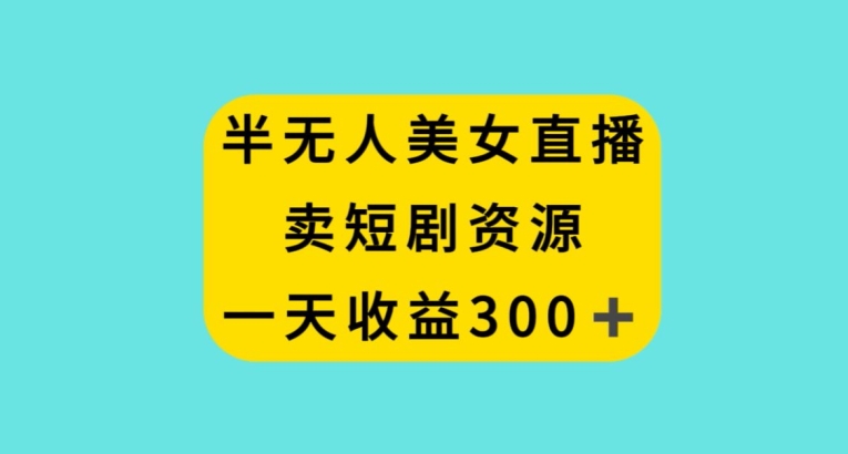 半无人美女直播，卖短剧资源，一天收益300+【揭秘】-成可创学网