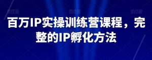 百万IP实操训练营课程，完整的IP孵化方法-成可创学网
