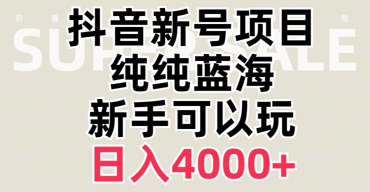 抖音蓝海赛道，必须是新账号，日入4000+【揭秘】-成可创学网