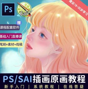 价值1288的原画插画教程零基础CG漫画SAI线稿笔刷手绘画数位板绘视频课程-成可创学网