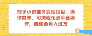 知乎小说推文变现项目：操作简单，可流程化多平台操作，赚佣金月入过万-成可创学网