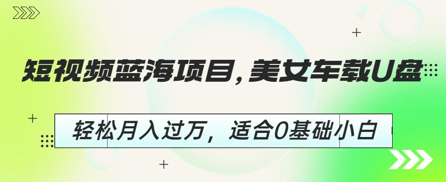 短视频蓝海项目，美女车载U盘，轻松月入过万，适合0基础小白【揭秘】-成可创学网