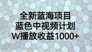 全新蓝海项目,蓝色中视频计划,1W播放量1000+【揭秘】-成可创学网