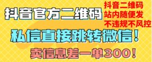 价值3000的技术！抖音二维码直跳微信！站内无限发不违规！-成可创学网