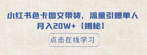 小红书色卡图文带货,流量引爆单人月入20W+【揭秘】-成可创学网