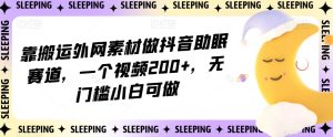 靠搬运外网素材做抖音助眠赛道,一个视频200+,无门槛小白可做【揭秘】-成可创学网