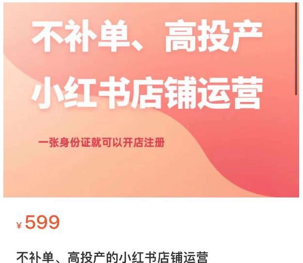 不补单、高投产的小红书店铺运营，一张身份证就可以开店注册-成可创学网