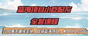 蓝海项目小吃配方全套课程,小白看完直接实操,单人日入1000+【揭秘】-成可创学网