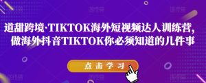 道甜跨境·TIKTOK海外短视频达人训练营，做海外抖音TIKTOK你必须知道的几件事-成可创学网