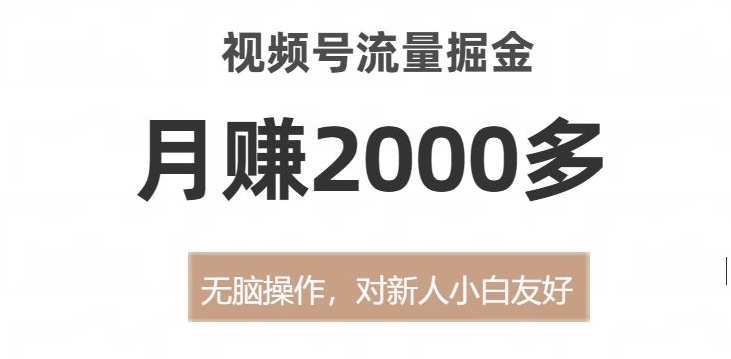 视频号流量掘金，无脑操作，对新人小白友好，月赚2000多【揭秘】-成可创学网