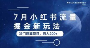 7月小红书流量掘金最新玩法,冷门蓝海小项目,日入200+【揭秘】-成可创学网