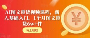 AI图文带货视频课程，新人基础入门，1个月图文带货6w+件-成可创学网