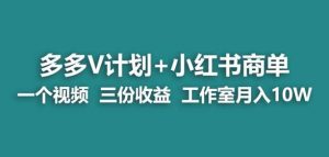 【蓝海项目】多多v计划+小红书商单一个视频三份收益工作室月入10w-成可创学网