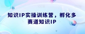 知识IP实操训练营，​孵化多赛道知识IP-成可创学网
