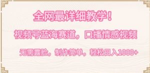 全网最详细教学，视频号蓝海赛道，口播情感视频，无需露脸，制作简单，轻松实现日入1000+【揭秘】-成可创学网