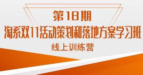 南掌柜·淘系双11活动策划和落地方案线上课18期-成可创学网
