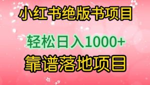 小红书绝版书项目，轻松日入1000+，靠谱落地项目【揭秘】-成可创学网