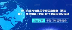 TikTok全方位通关专项企业陪跑【第三期】,从0到1真正的企业TK电商运营全流程-成可创学网