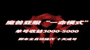 魔兽亚服一命模式，10天成号-单号3千-5千，脚本全自动操作，保姆级教学【揭秘】-成可创学网