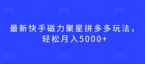 最新快手磁力聚星拼多多玩法，轻松月入5000+【揭秘】-成可创学网