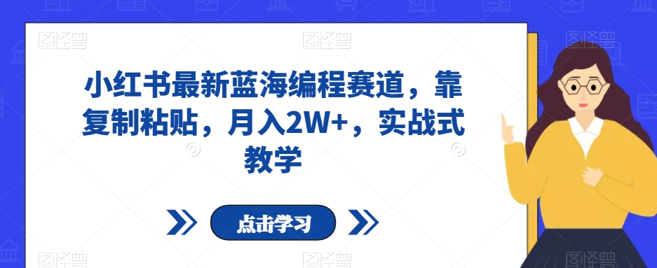 小红书最新蓝海编程赛道，靠复制粘贴，月入2W+，实战式教学【揭秘】-成可创学网