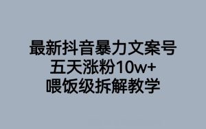 最新抖音暴力文案号，五天涨粉10w+，喂饭级拆解教学-成可创学网