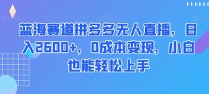 蓝海赛道拼多多无人直播,日入2600+,0成本变现,小白也能轻松上手【揭秘】-成可创学网