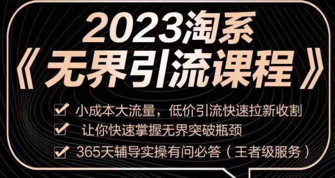 2023淘系无界引流实操课程，​小成本大流量，低价引流快速拉新收割，让你快速掌握无界突破瓶颈-成可创学网