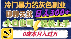 冷门暴利的副业项目，聊聊天就能日入300+，0成本月入过万【揭秘】-成可创学网