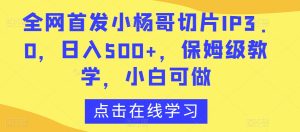 全网首发小杨哥切片IP3.0,日入500+,保姆级教学,小白可做【揭秘】-成可创学网