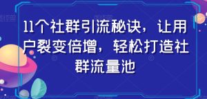 11个社群引流秘诀,让用户裂变倍增,轻松打造社群流量池-成可创学网
