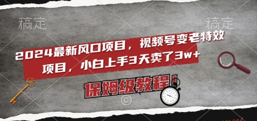 2024最新风口项目，视频号变老特效项目，电脑小白上手3天卖了3w+，保姆级教程【揭秘】-成可创学网