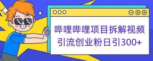 哔哩哔哩项目拆解引流创业粉日引300+小白可轻松上手【揭秘】-成可创学网