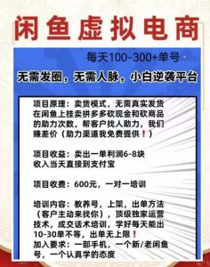 外边收费600多的闲鱼新玩法虚似电商之拼多多助力项目,单号100-300元-成可创学网