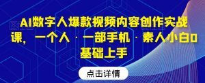 AI数字人爆款视频内容创作实战课,一个人·一部手机·素人小白0基础上手-成可创学网