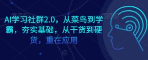 AI学习社群2.0，从菜鸟到学霸，夯实基础，从干货到硬货，重在应用-成可创学网