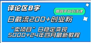 抖音评论区8字日截流200+创业粉 “卖项目”日稳定变现5000+【揭秘】-成可创学网
