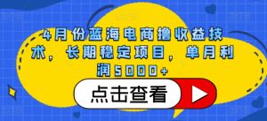 4月份蓝海电商撸收益技术,长期稳定项目,单月利润5000+【揭秘】-成可创学网