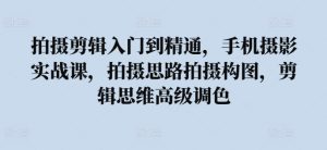 拍摄剪辑入门到精通,手机摄影实战课,拍摄思路拍摄构图,剪辑思维高级调色-成可创学网
