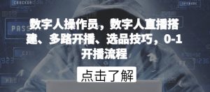 数字人操作员,数字人直播搭建、多路开播、选品技巧,0-1开播流程-成可创学网