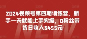2024视频号第四期训练营,新手一天就能上手实操,0粉丝带货日收入3455元-成可创学网