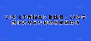 21天《子弹秘密》训练营，21天学到顶尖文案大师的策略和技巧-成可创学网