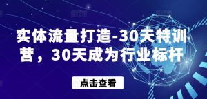 实体流量打造-30天特训营，30天成为行业标杆-成可创学网