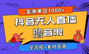 2024年抖音无人直播撸音浪赛道玩法升级！每天可入1000+，素材资源+全流程-成可创学网