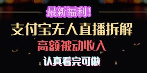 支付宝无人直播最新玩法,花重金弄到手的课程,可实现管道收入,只需有执行力即可-成可创学网