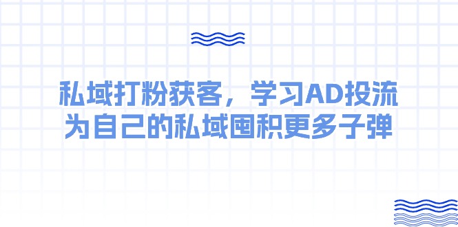 某收费课：私域打粉获客，学习AD投流，为自己的私域囤积更多子弹-成可创学网