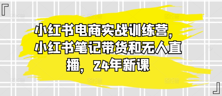 小红书电商实战训练营，小红书笔记带货和无人直播，24年新课-成可创学网