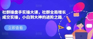 社群操盘手实操大课,社群全局增长成交实操,小白到大神的进阶之路-成可创学网