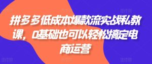 拼多多低成本爆款流实战私教课,0基础也可以轻松搞定电商运营-成可创学网