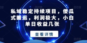 私域稳定持续项目,傻瓜式搬运,利润极大,小白单日收益几张【揭秘】-成可创学网